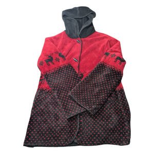 Alpine Studio-Cozy Coat Vintage-Red And Black Reversible Style-EUC-Button Close